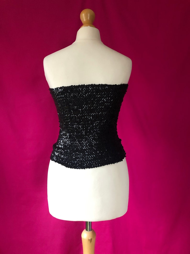 90s00s VintageRetro Black Sequin Boob TubeTube Top