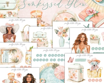 Sunkissed Glow Mini Planner Decorative Sticker Kit | Journaling | Planner Stickers | Bullet Journal | Summer Stickers | Journal Stickers