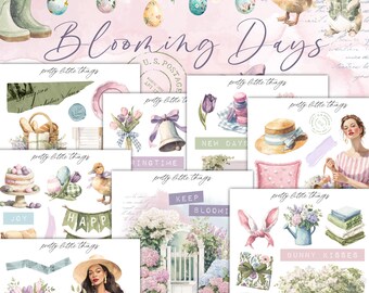 Blooming Days Mini Planner Decorative Sticker Kit | Journaling | Planner Stickers | Bullet Journal | Spring Stickers | Journal Stickers
