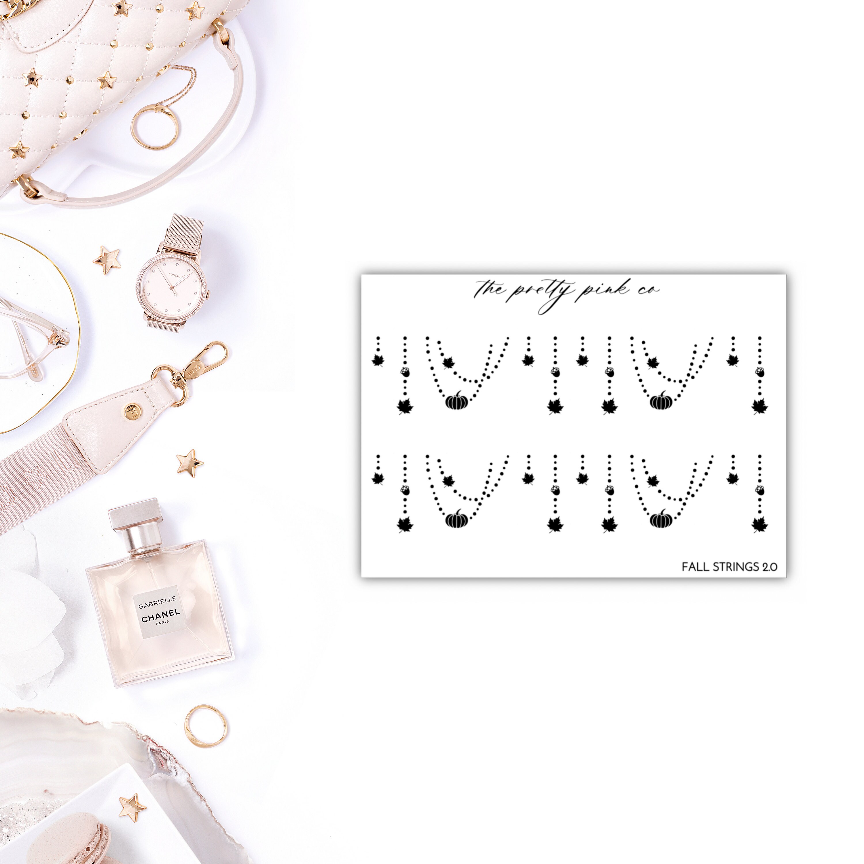 Foiled Fall Strings 2.0 Planner Stickers, Foiled Fall Stickers, Foile…