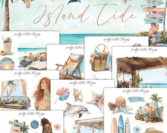 Island Tide Mini Planner Decorative Sticker Kit | Journaling | Planner Stickers | Bullet Journal | Summer Stickers | Journal Stickers