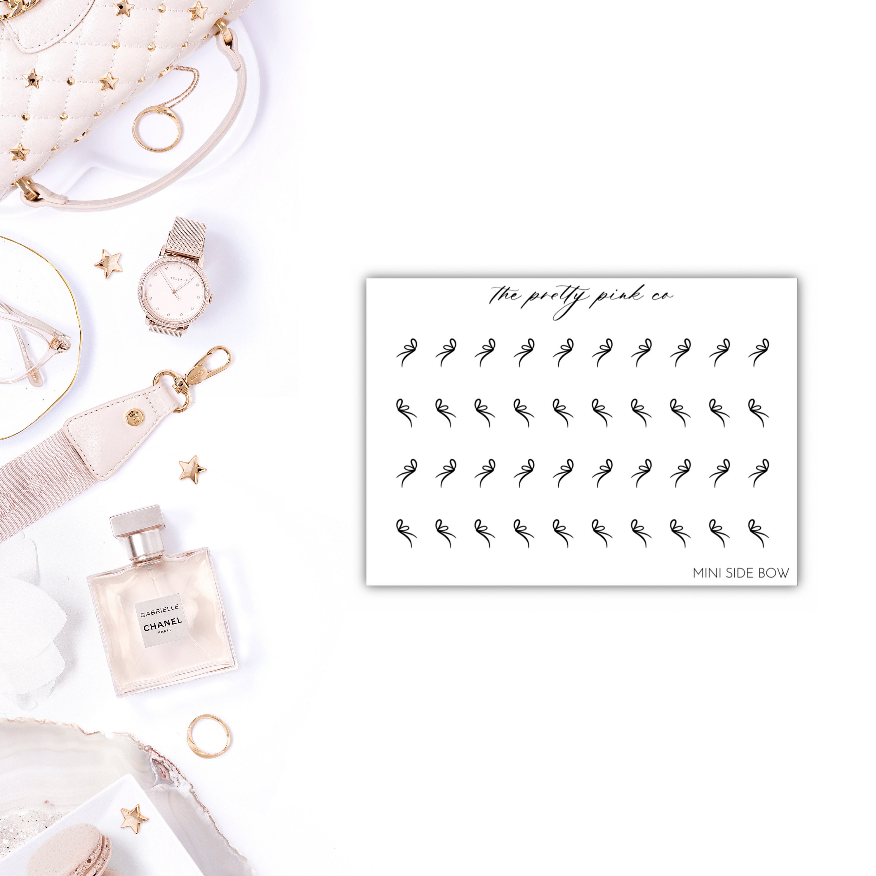 Foiled Mini Side Bow Planner Stickers, Foiled Bow Stickers, Foiled Pl…