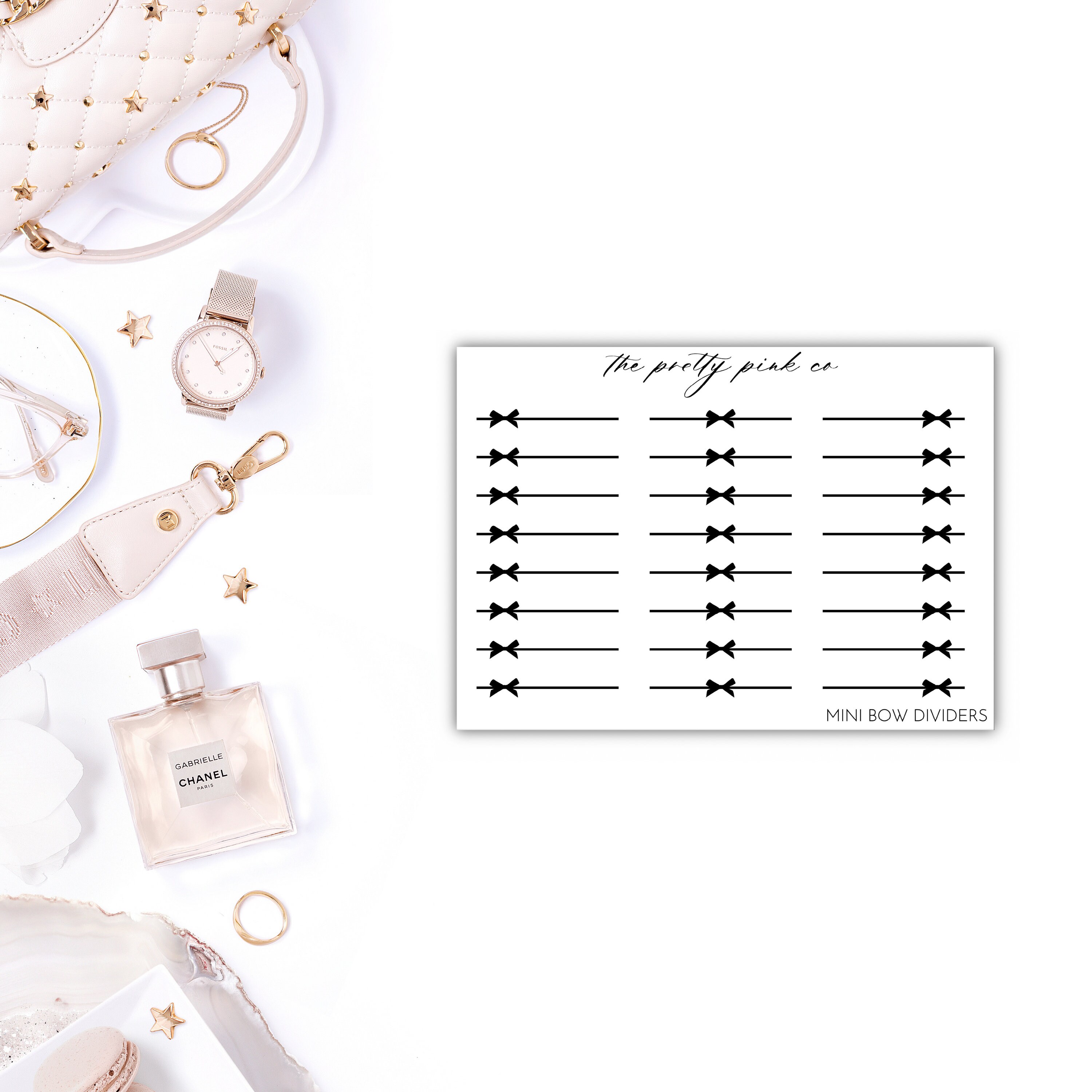 Foiled Mini Bow Dividers Planner Stickers, Foiled Bow Stickers, Foile…