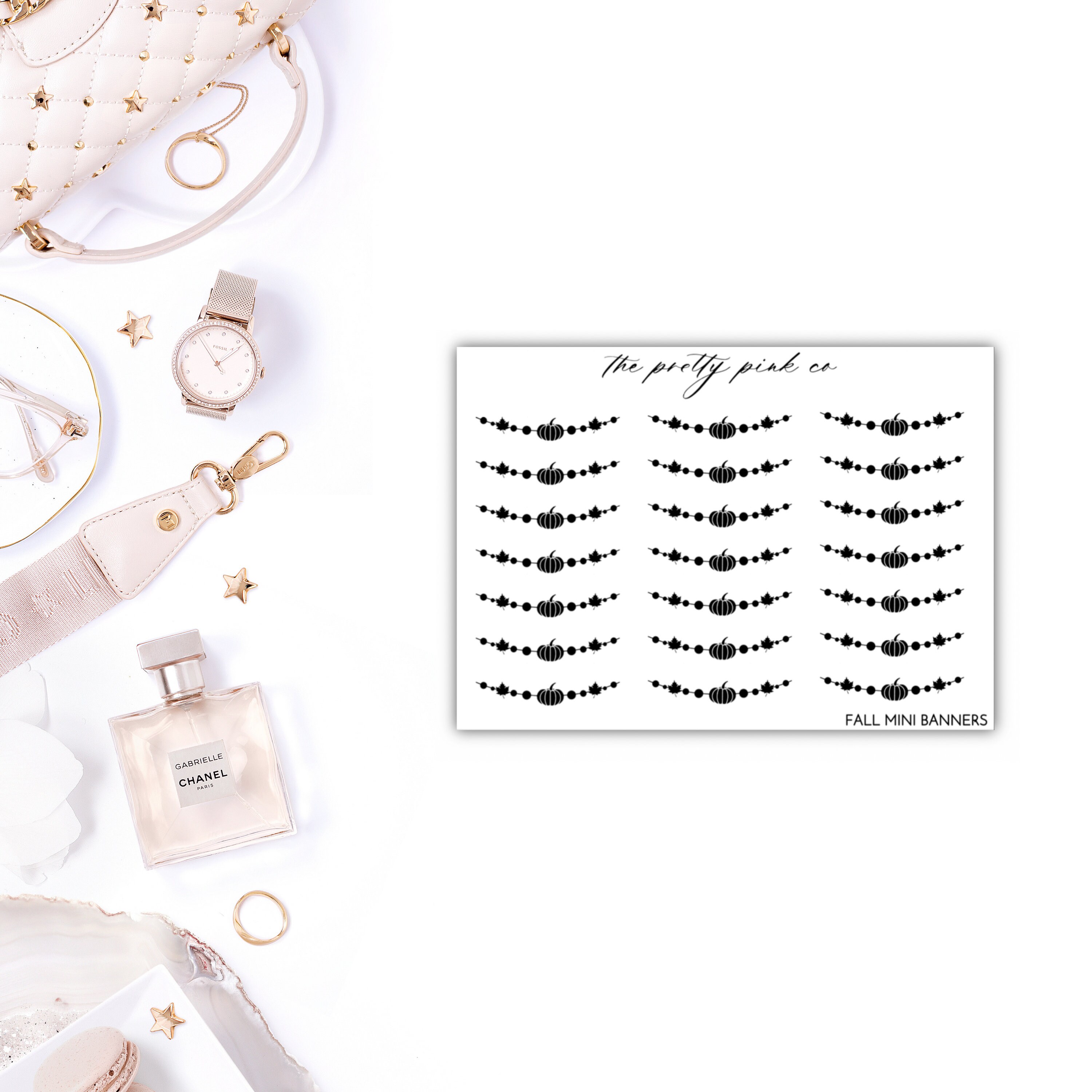 Foiled Fall Mini Banner Planner Stickers, Foiled Fall Stickers, Foile…