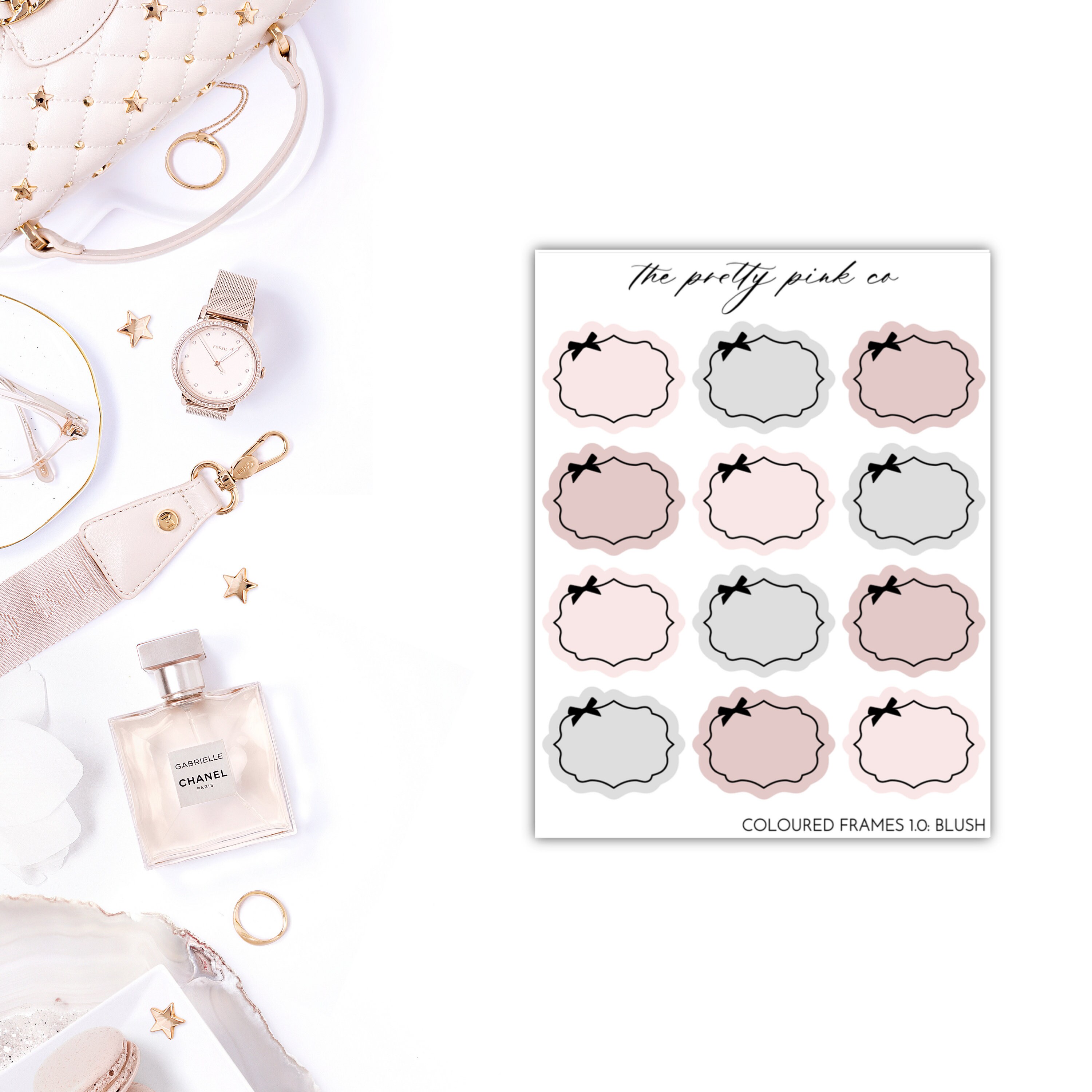 Foiled Coloured Decorative Frames 1.0 Planner Stickers, Foiled Planne…