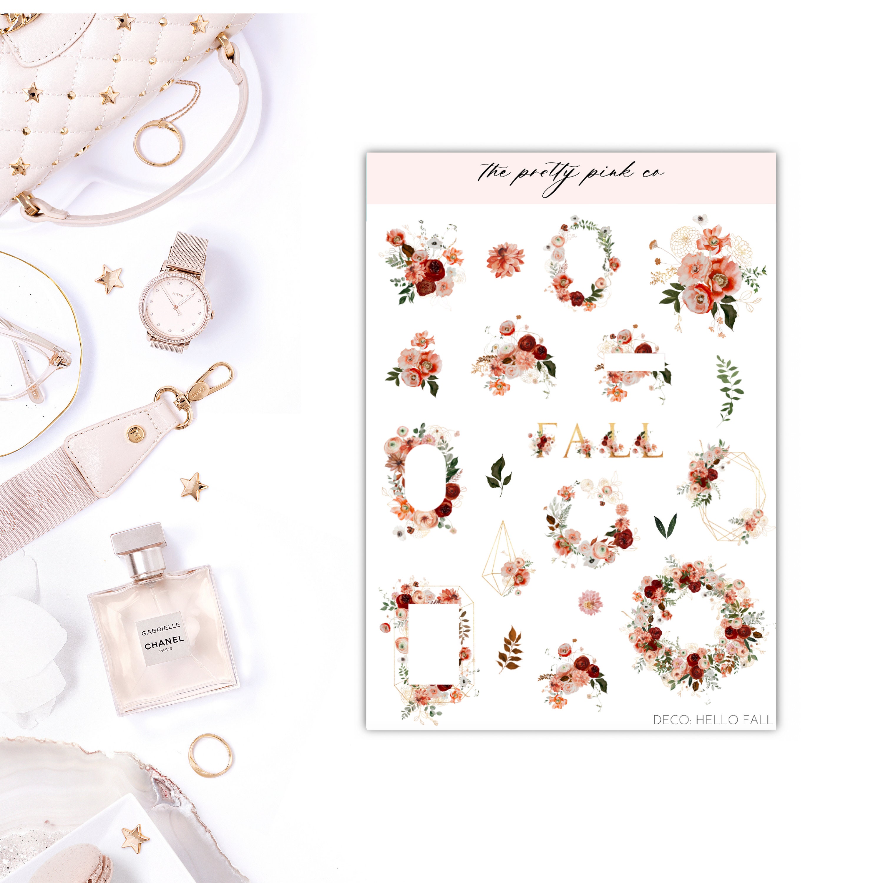 Hello Fall Foiled Deco Sheet, Fashion Stickers, Planner Stickers