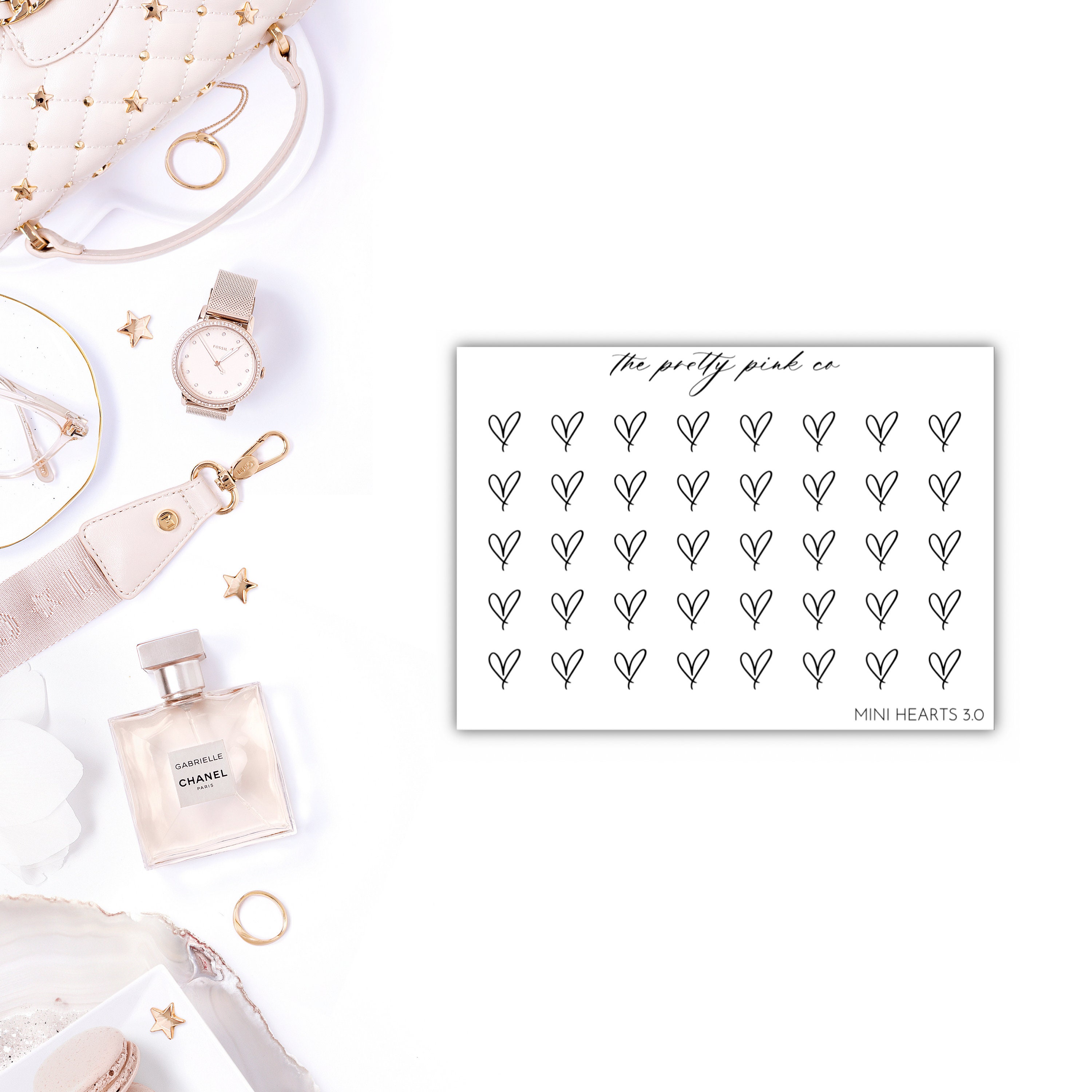 Foiled Mini Hearts 3.0 Planner Stickers, Foiled Bow Stickers, Foiled …