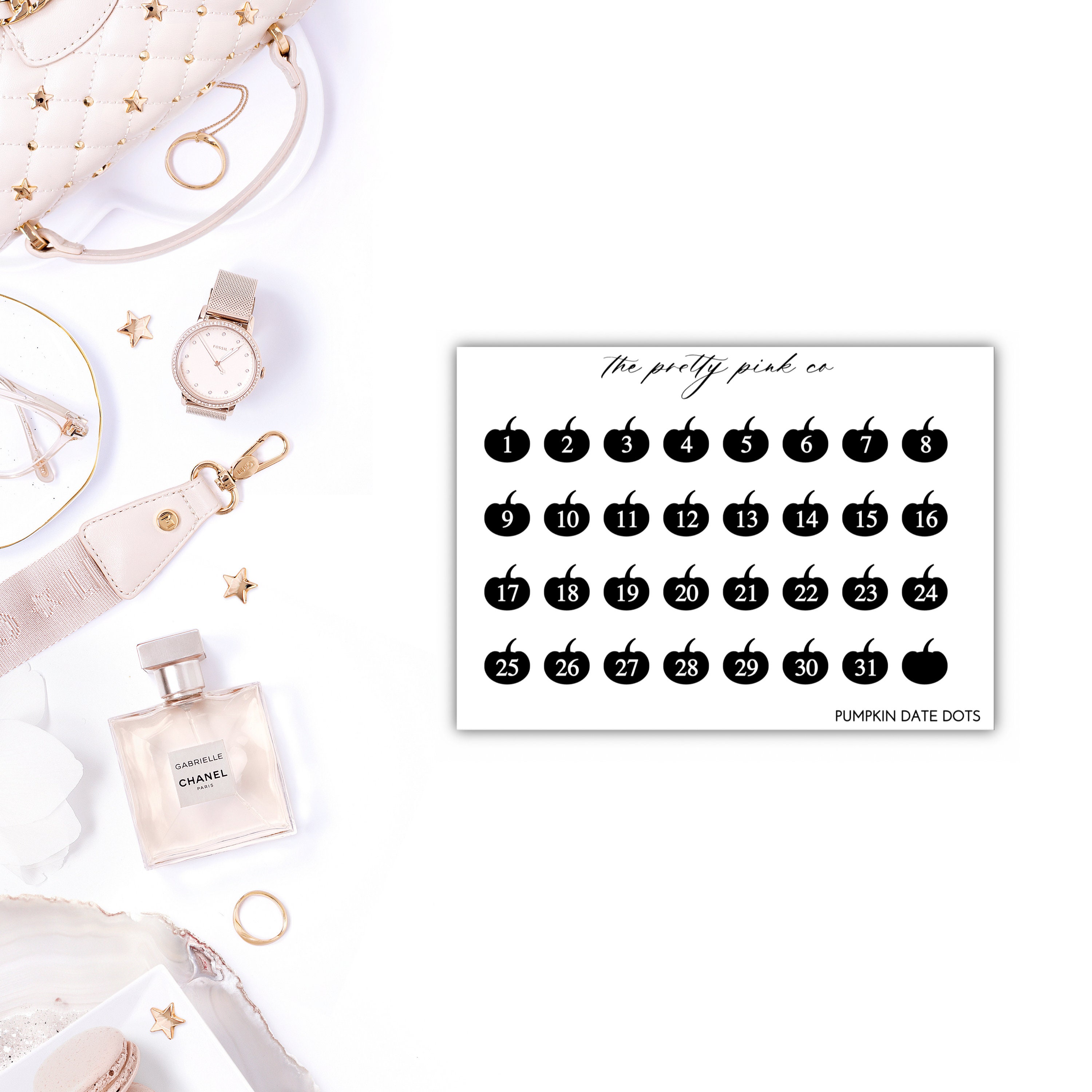 Foiled Pumpkin Date Dots Planner Stickers, Foiled Fall Stickers, Foil…
