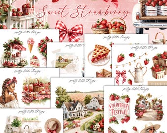 Sweet Strawberry Mini Planner Decorative Sticker Kit | Journaling | Planner Stickers | Bullet Journal | Summer Stickers | Journal Stickers