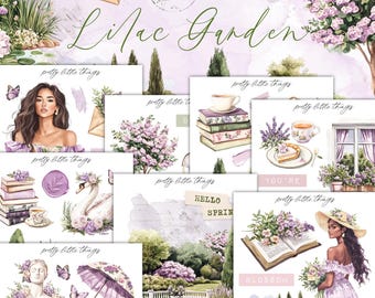 Lilac Garden Mini Planner Decorative Sticker Kit | Journaling | Planner Stickers | Bullet Journal | Spring Stickers | Journal Stickers