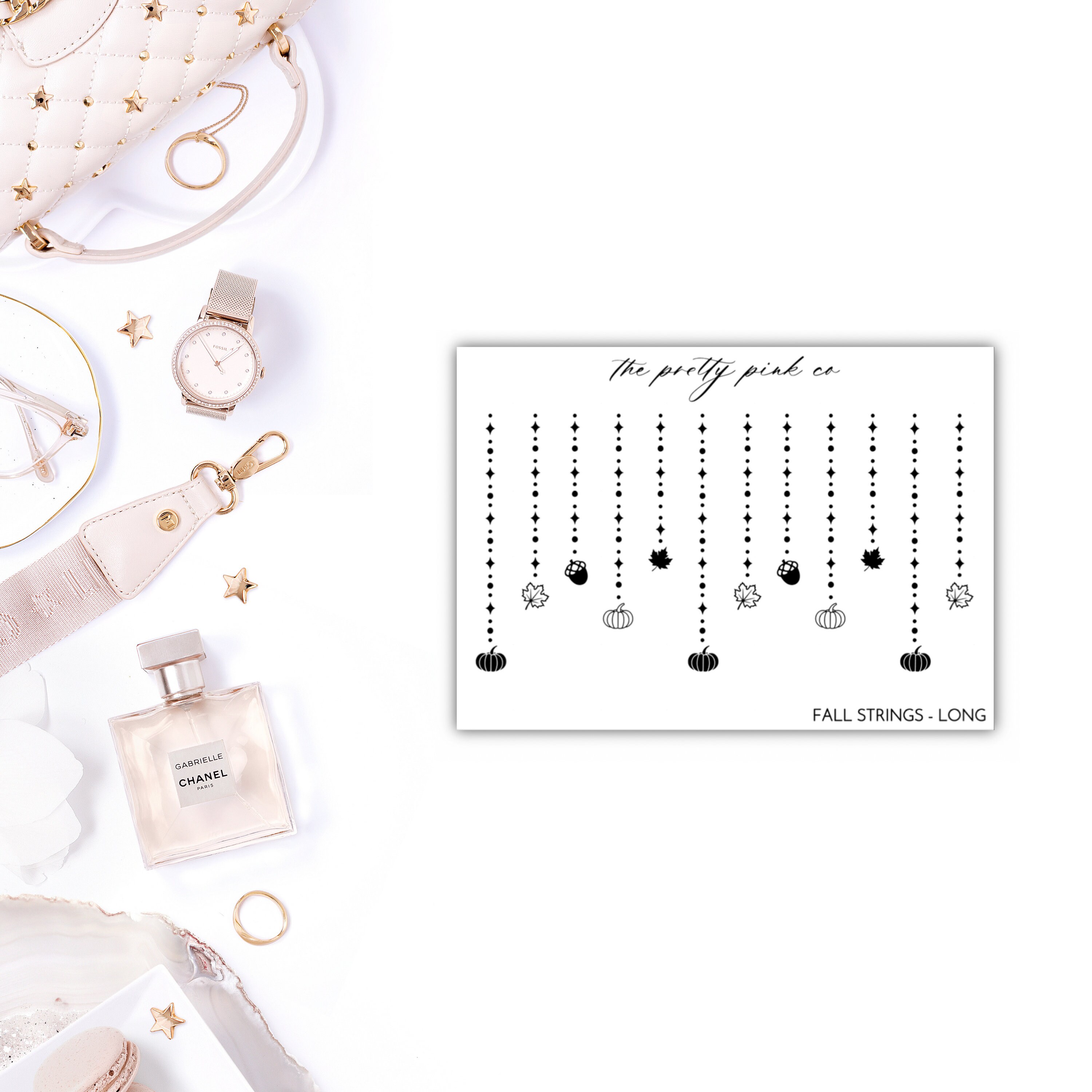 Foiled Fall Strings Long Planner Stickers, Foiled Fall Stickers, Foil…