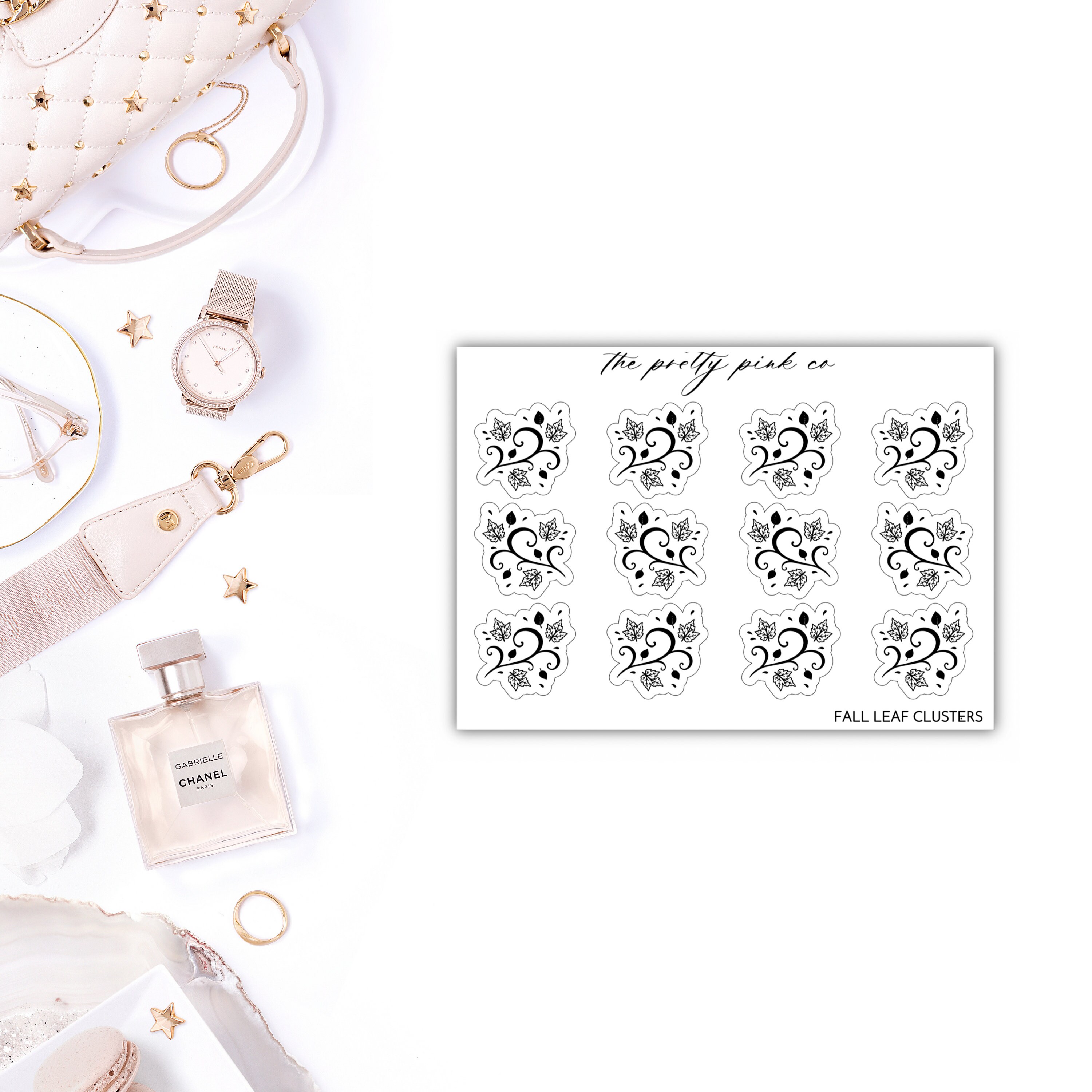 Foiled Fall Leaf Clusters Planner Stickers, Foiled Fall Stickers, Foi…