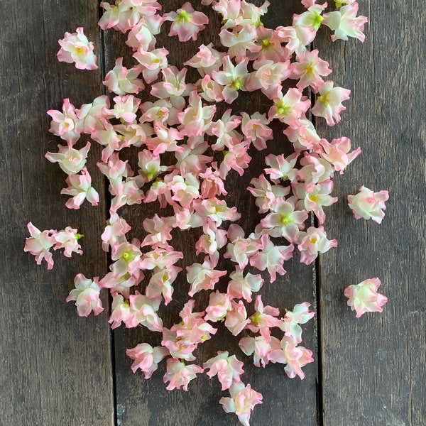 2 COLORS - 100 pcs Flower Heads - White Apple Blossom - Pink Peach Blossom - Artificial Silk Fake Flowers Florist Floral Supplies Wedding