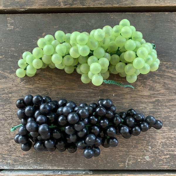 7" Mini Grape Cluster - Green Black Artificial Plastic Fruit Bunch Fake Kitchen Home Decor Decorations Supplies Craft Wreath Arrangement