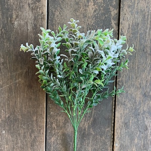 17&quot; Eucalyptus Bush x7 with Snow - Plastic Artificial Fake Christmas Winter Greenery Filler Frosted Iced Floral Arrangement Florist Supplies