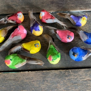 12 pcs - 3.5&quot; Artificial Colorful Birds - Floral Arrangement Wedding Wreath Funeral Supplies