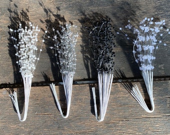 12 Stems - Corsage Bead Spray - Pearl Silver Black - DIY Wedding Bouquet Supplies