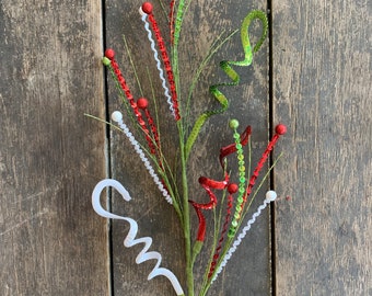 29" Christmas Sequin Spray: Red, Green, and White Party Decor
