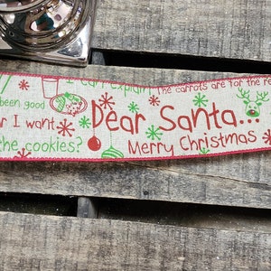 2.5&quot; Santa Canvas Christmas Wired Ribbon 10 yards  , Canvas Christmas Wired Ribbon