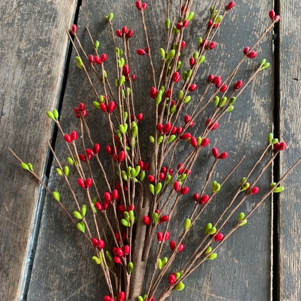 Red & Green Berry Stem – 25" Christmas Wreath Filler