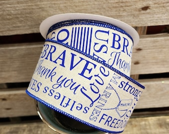 2.5" Marine Wired Canvas Ribbon - Funeral Ribbon 10 Yards