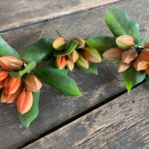 12 picks - 3 STYLES - 6" Plastic Nuts Berries - Orange Yellow Green Filler Greenery Leaves