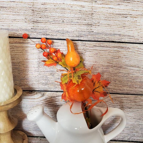 16" Faux Gourd and Pumpkin Pick- Artificial Fake Silk Fall Arrangement Floral Flowers Wreath Florist Supplies