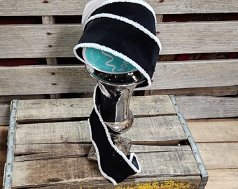 2.5" Black Velvet Wired Ribbon with Snowy Edge 10 Yd