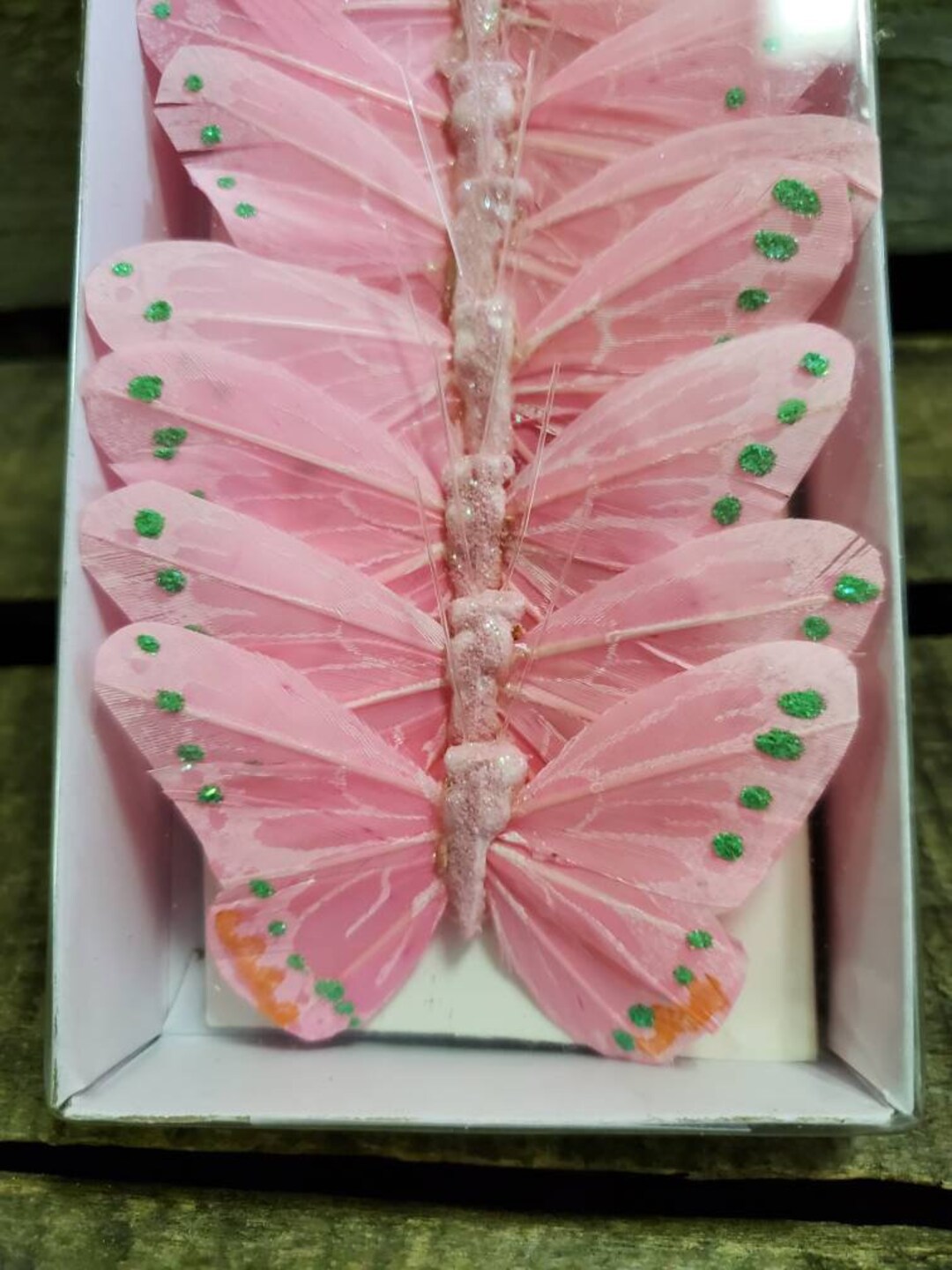 12 Large Feather Pink Butterflies 3 Inch Vibrant Butterfly Artificial
