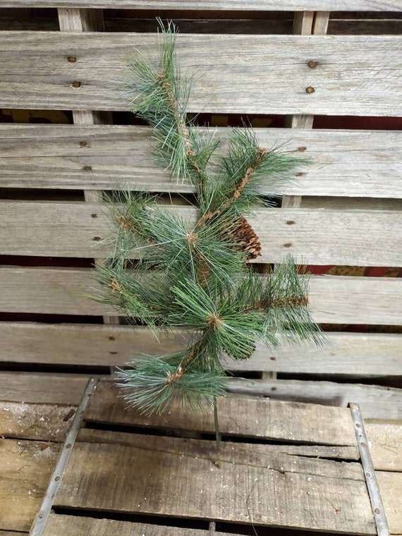 23 Faux Pine Stems With Cone Faux Pine Greenery Stems 