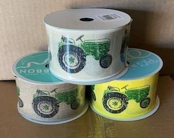 2.5" Tractor Wired Ribbon 10 yards~ Wreath and Floral Supplies