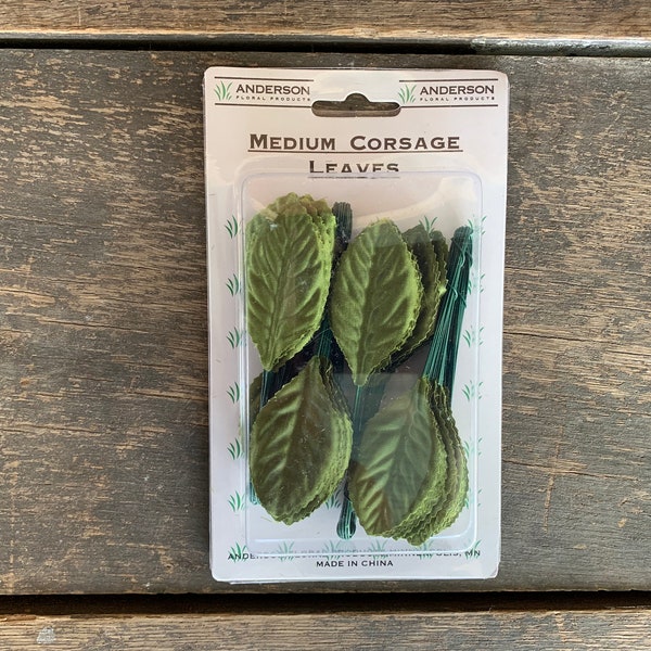 Moss Green Corsage Leaves 100 pcs -  - Wedding Prom Wristlet Bracelet Supplies Greenery Filler Spray Pick Stem Silk Leaf