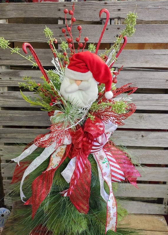 Beautiful Christmas Tree Topper using Santa's Hat, And festive Christmas  Floral picks!