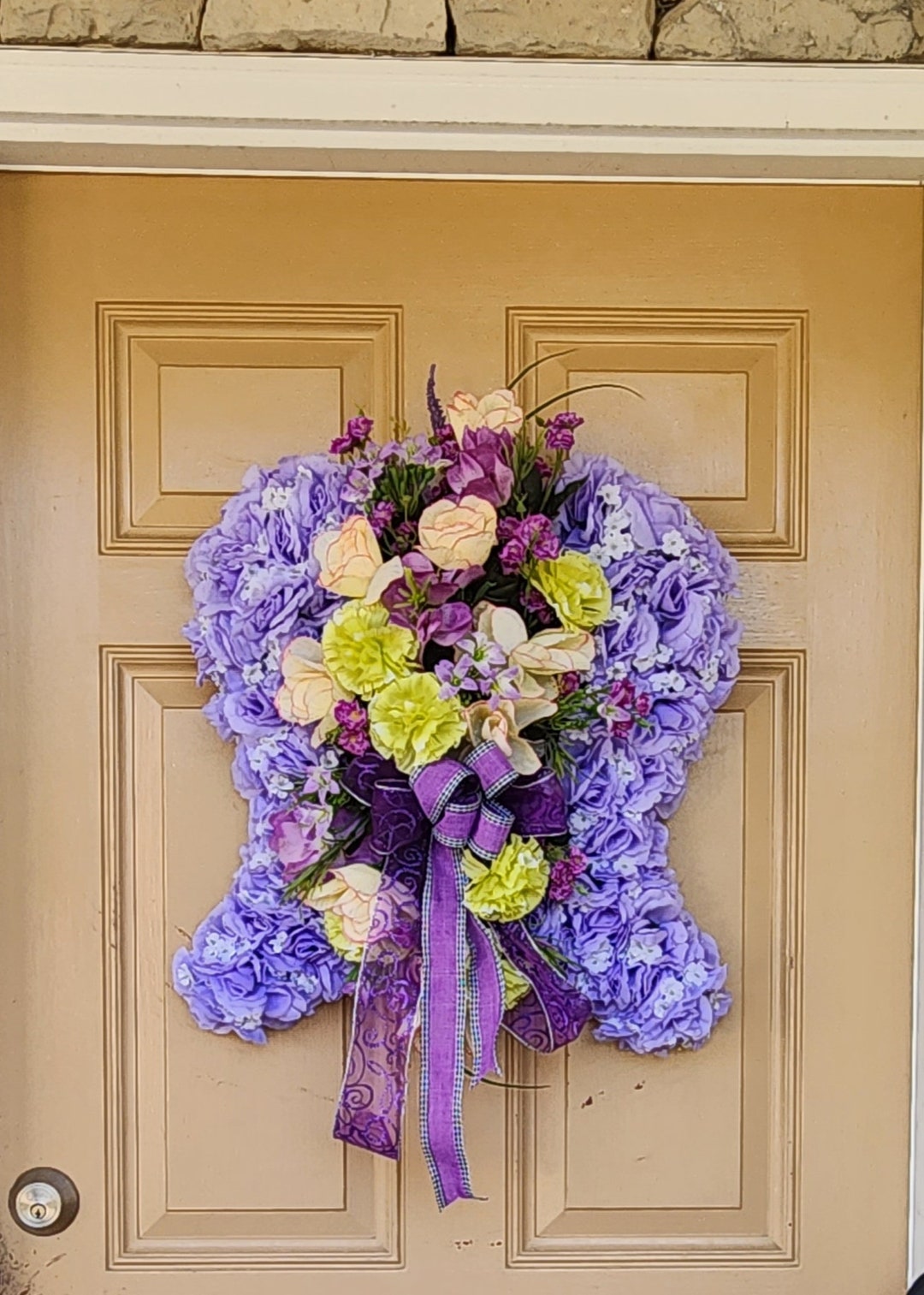 Angel Wings Funeral Arrangement With Lavender and Pink Spray 20
