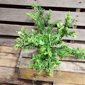 18&quot; Plastic Mixed Greenery Bush- Faux Greenery -Floral Arrangement Supplies