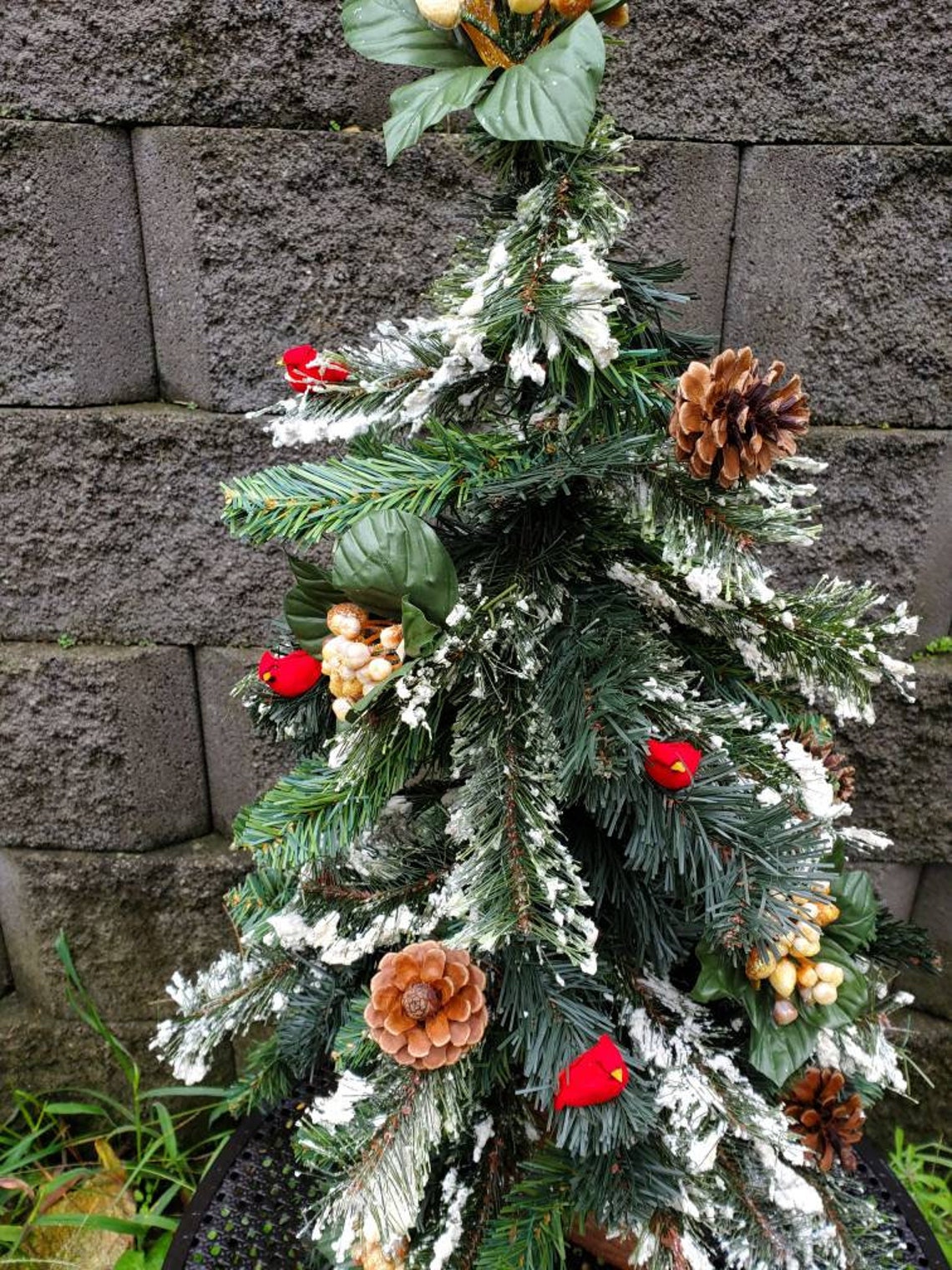 2' Frosted Christmas Tree Decorated With Berries and Etsy