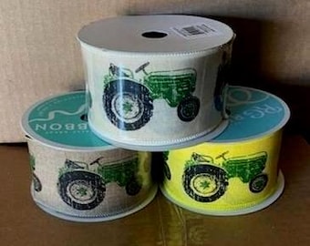 2.5" Tractor Wired Ribbon 10 yards~ Wreath and Floral Supplies