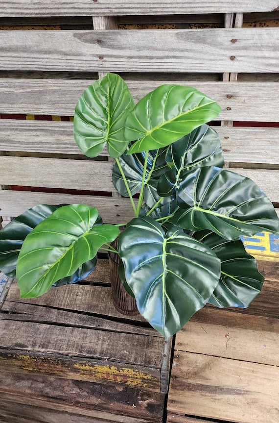 26" Artificial Elephant Ear Bush: Faux Greenery Stem - Etsy