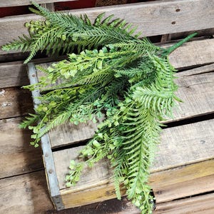 20&quot; Plastic Mixed Fern Greenery Bush- Fall Greenery -Floral Bouquet Arrangement Supplies