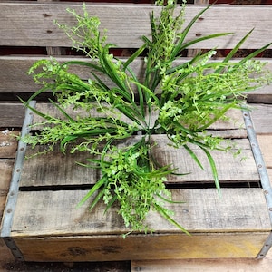 16&quot; Plastic Button Grass Mixed Greenery Bush- Fall Greenery -Floral Bouquet Arrangement Supplies