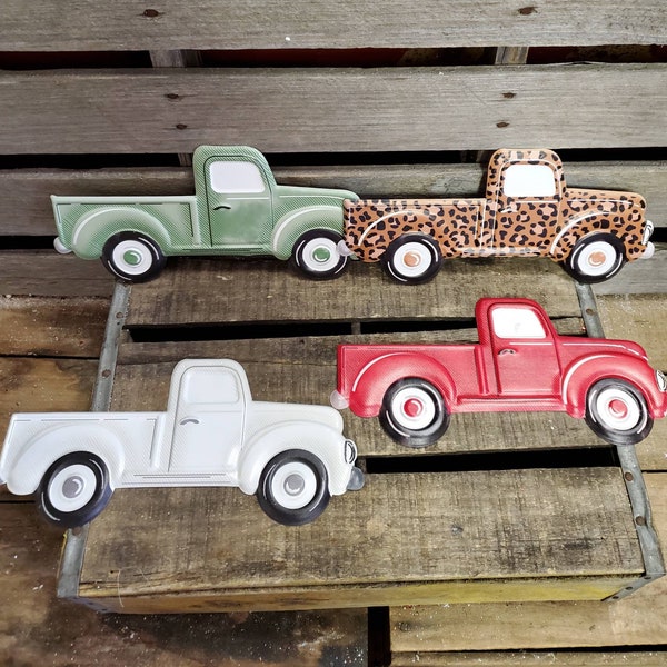 Metal Truck Signs - Red, White, Leopard or Green Metal Truck Signs - Wreath Supplies Home Decor Decorations