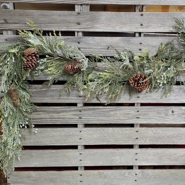 6' Cedar Christmas Garland - Artificial Pine Cone Christmas Garland