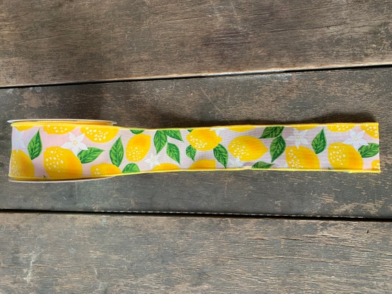 2.5" Lemon Print Ribbon on Canvas Material Wired