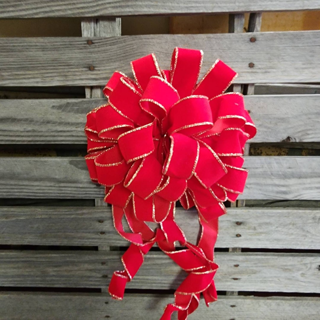 Red Velvet Christmas Tree Bow Tree Topper Bow Etsy