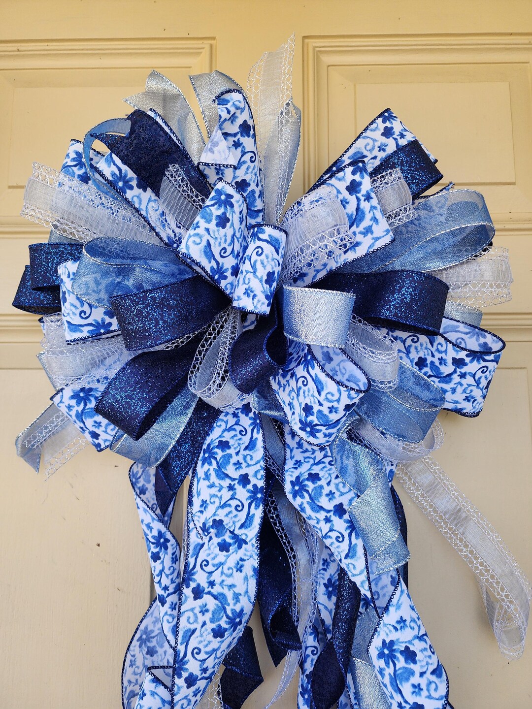 Chinese Tree Topper Blue and White Chinoiserie Tree Topper Bow: Whimsical Holiday Decor - Etsy