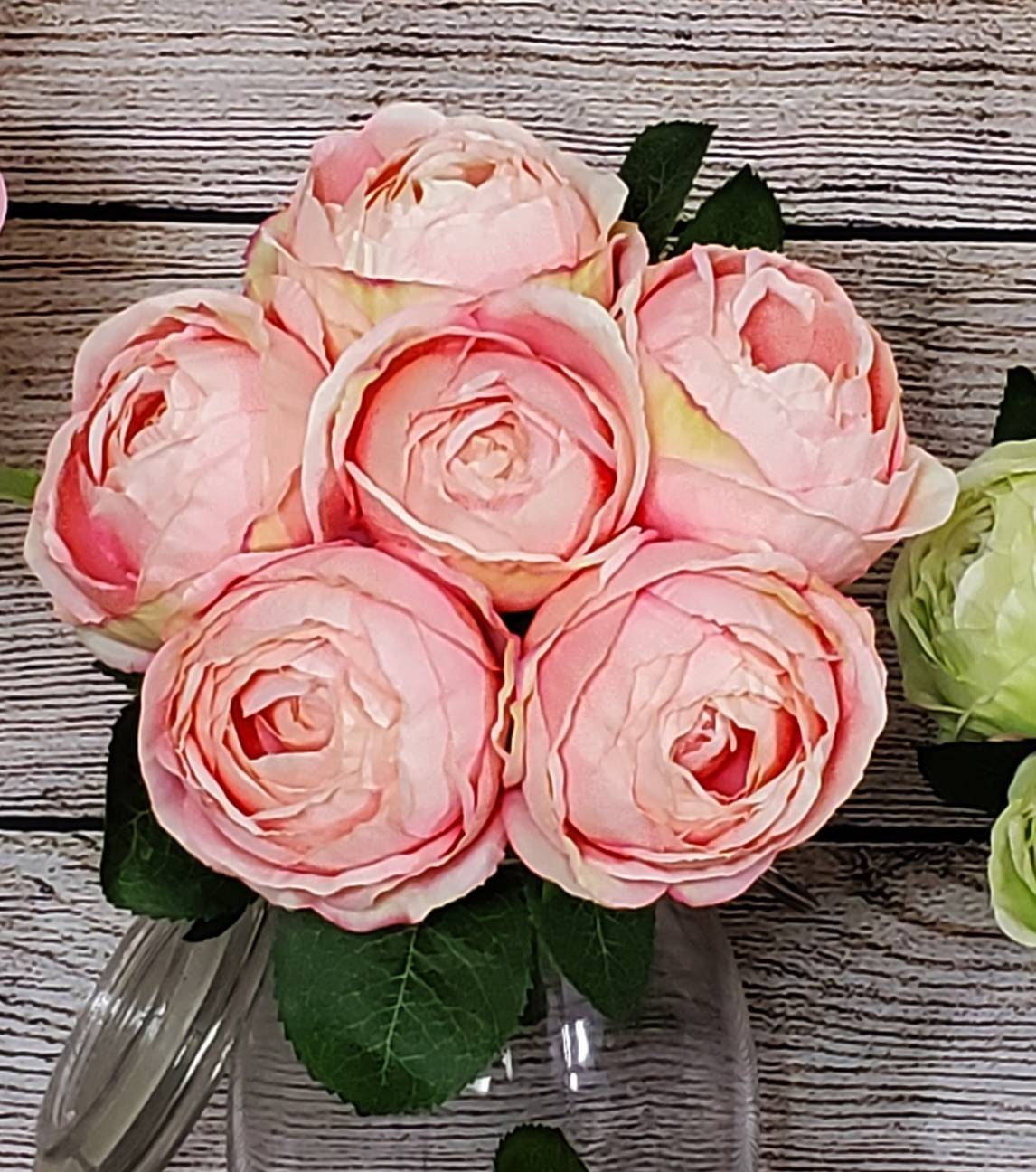 thumbnail interactive-video image 1 of White Silk Rose Bush – 21" Tall, 4" Blooms – Artificial Flower For Wedding, Home, Outdoor Decor – 12-4 Bloom 1 of 5