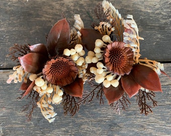 12 pcs - 7.5" Plastic Brown Cream Pinecone Berry Pick