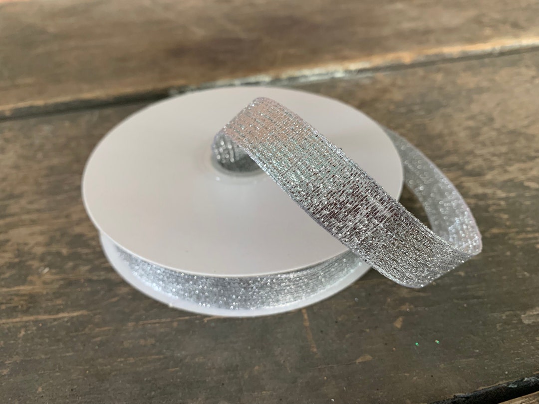 Metallic Wired Ribbon: Silver Glitter, 5/8 Inch, 25 Yards - Etsy