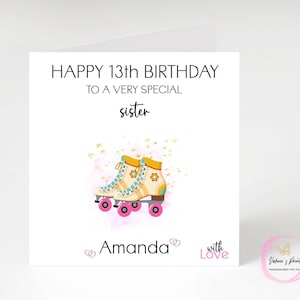 Personalised Roller Skates Birthday Card for Daughter, Granddaughter, Niece, Sister, Bestie, Friend