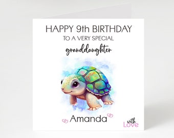 Personalised Turtle Birthday Card for Daughter, Son, Friend, Granddaughter, Grandson